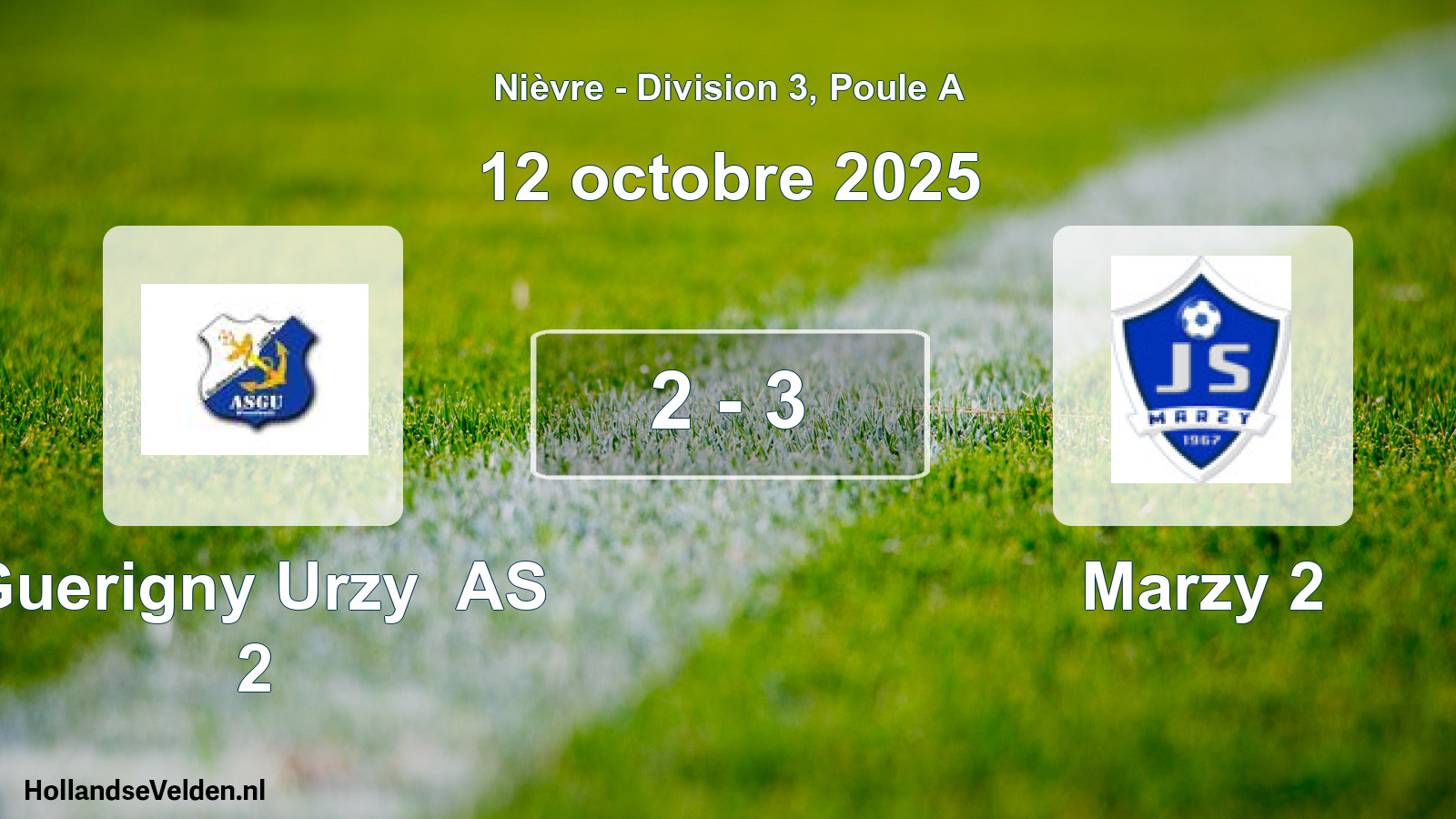 Match joué: Guerigny Urzy AS 2 - Marzy 2 2 - 3 (12 octobre 2025)