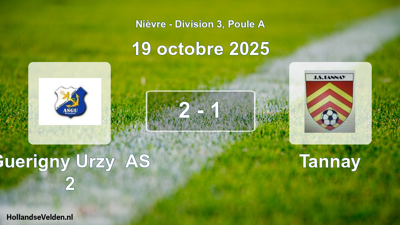 Match joué: Guerigny Urzy AS 2 - Tannay 2 - 1 (19 octobre 2025)