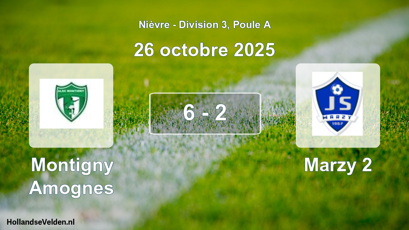 Match joué: Montigny Amognes - Marzy 2 6 - 2 (26 octobre 2025)