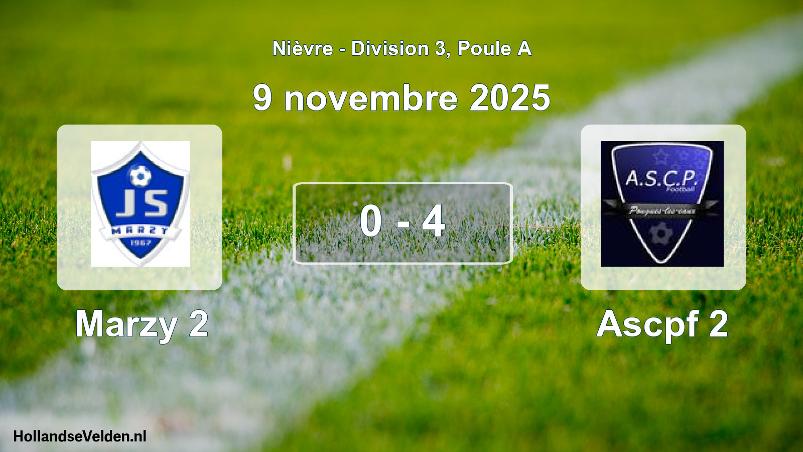 Match joué: Marzy 2 - Ascpf 2 0 - 4 (9 novembre 2025)