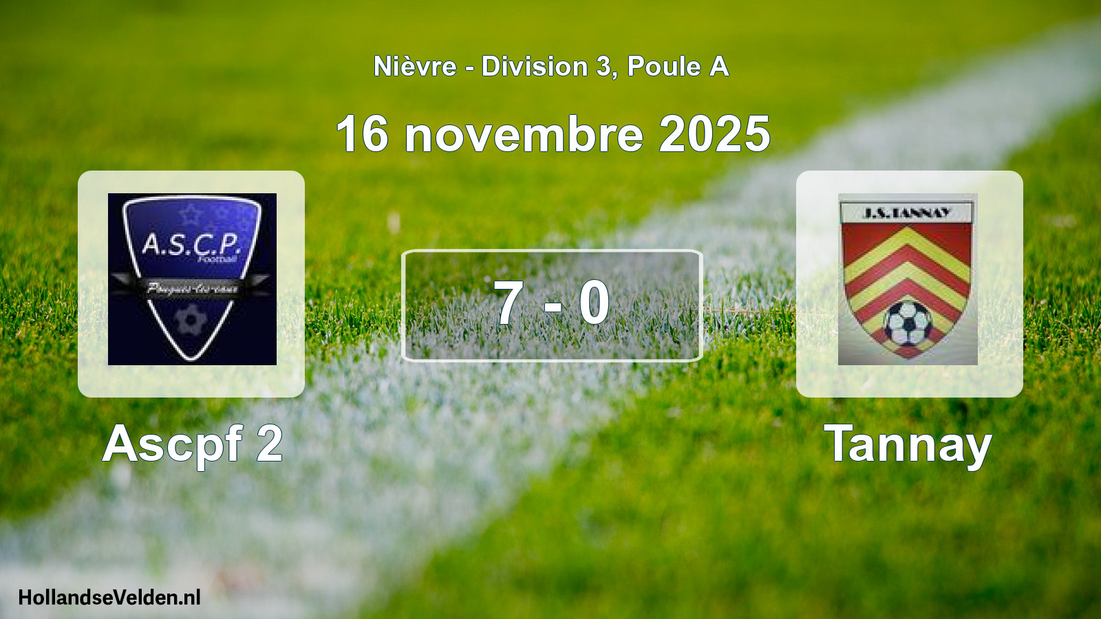 Gespeelde wedstrijd: Ascpf 2 - Tannay 7 - 0 (16 november 2025)