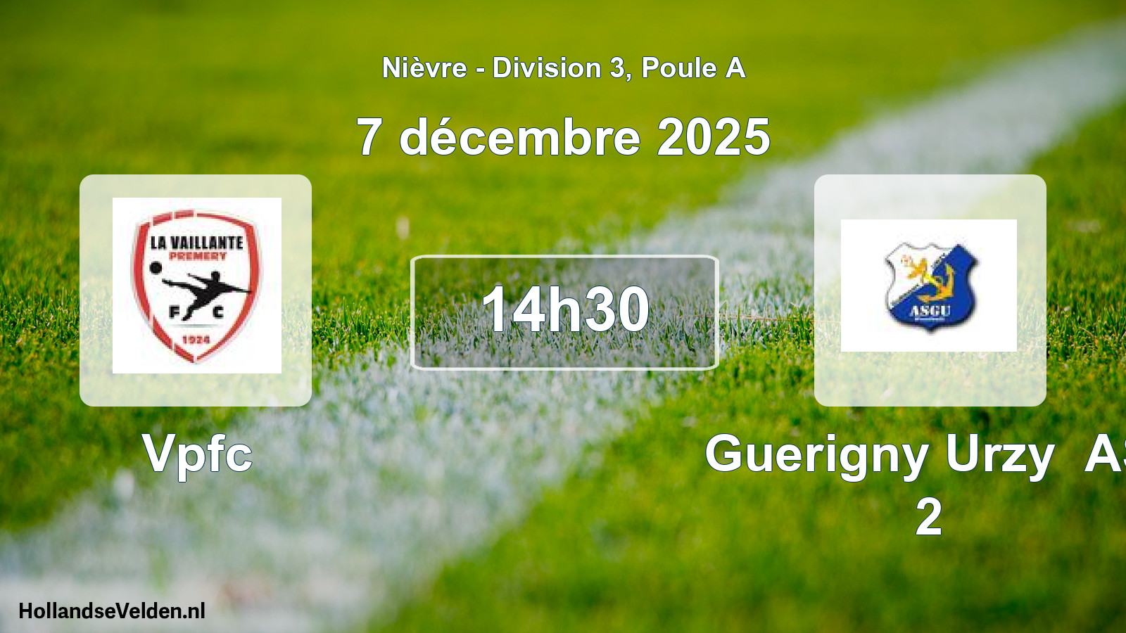 Match programmé: Vpfc - Guerigny Urzy AS 2 (7 décembre 2025)