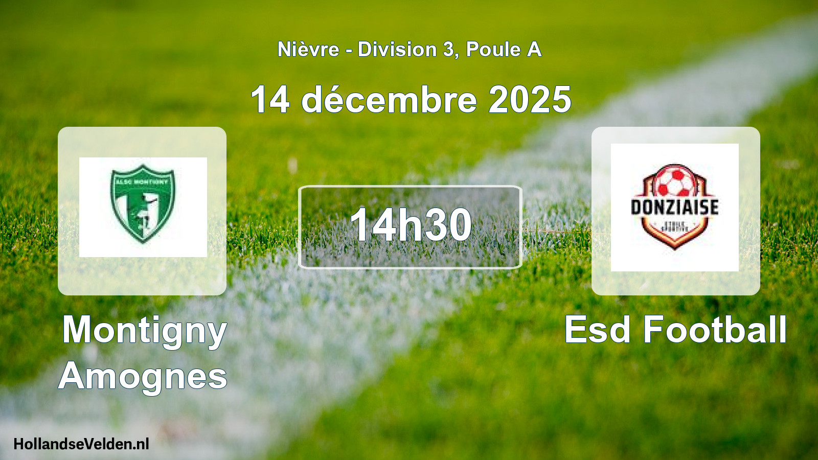 Match programmé: Montigny Amognes - Esd Football (14 décembre 2025)