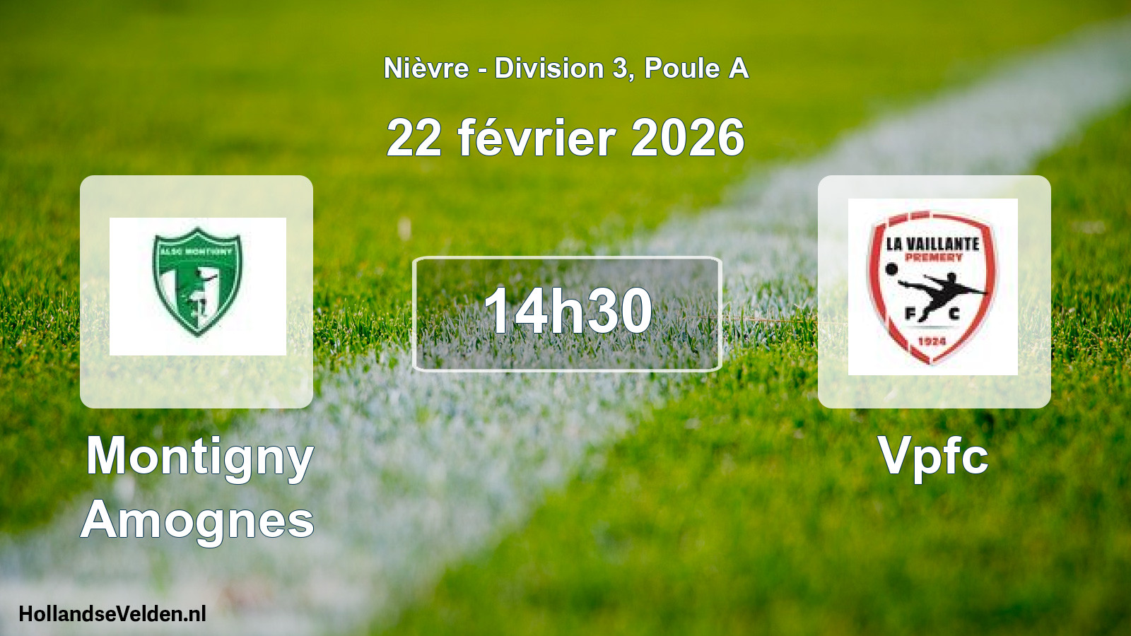 Match programmé: Montigny Amognes - Vpfc (22 février 2026)