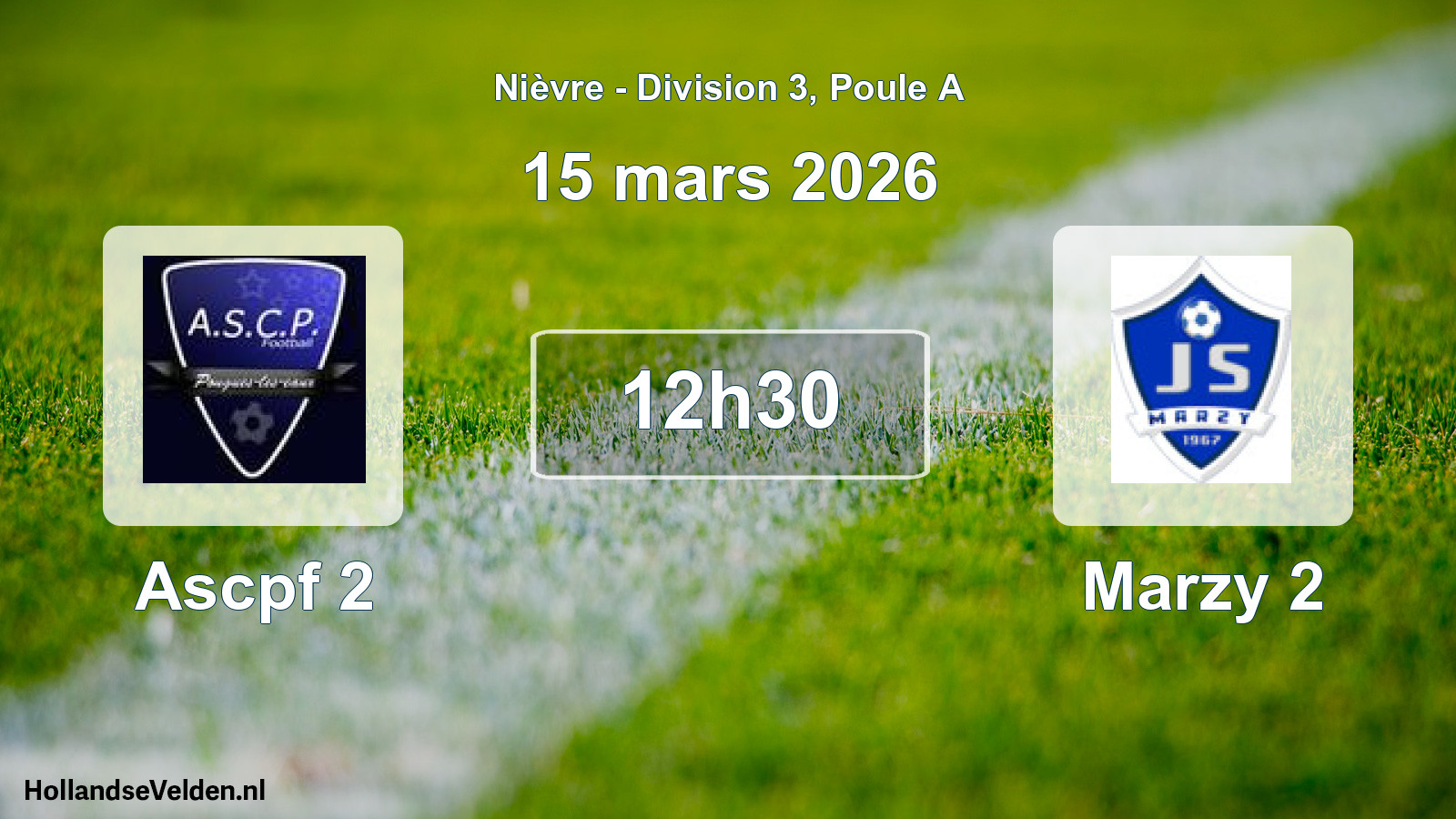 Match programmé: Ascpf 2 - Marzy 2 (15 mars 2026)