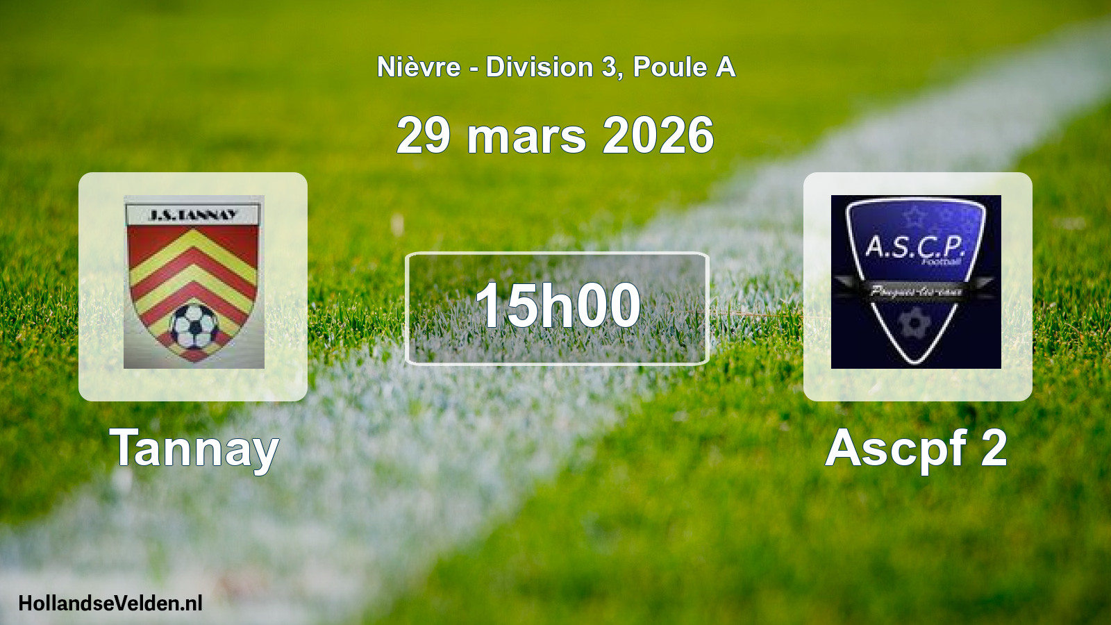 Match programmé: Tannay - Ascpf 2 (29 mars 2026)