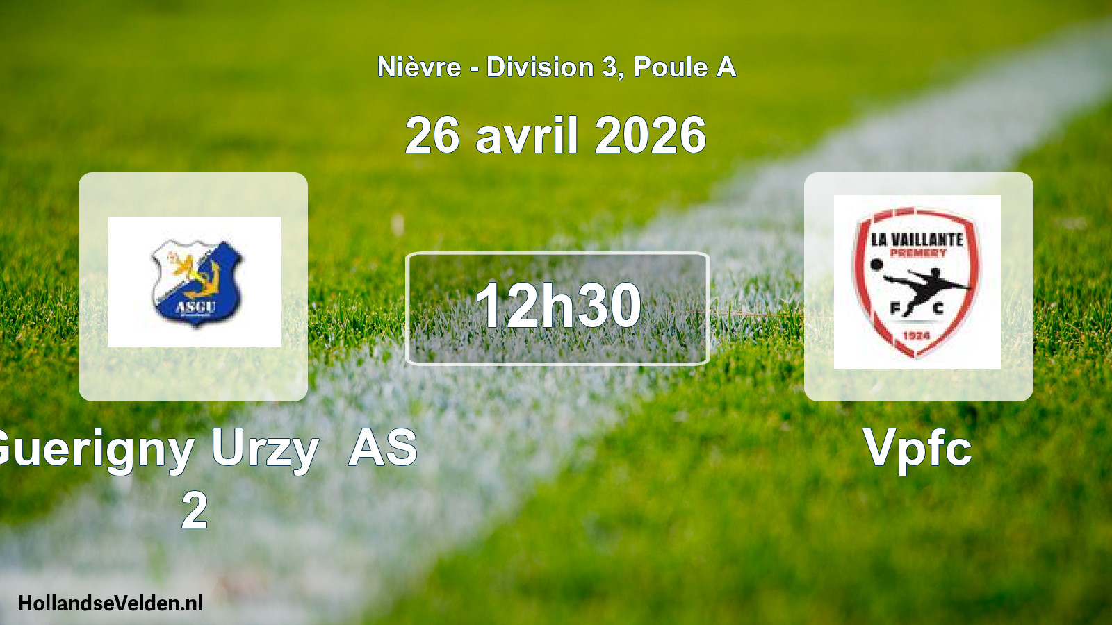Match programmé: Guerigny Urzy AS 2 - Vpfc (26 avril 2026)