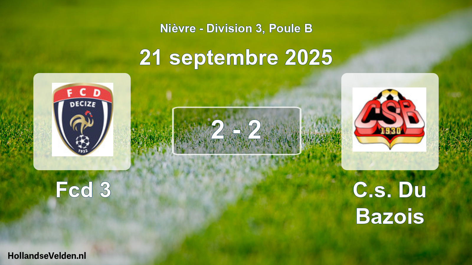Match joué: Fcd 3 - C.s. Du Bazois 2 - 2 (21 septembre 2025)
