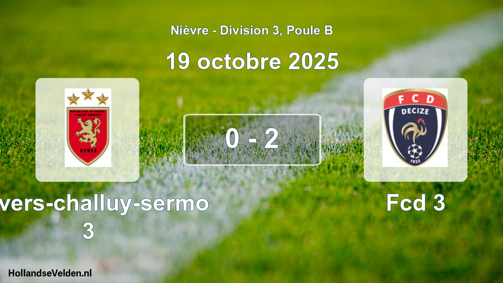 Match joué: Nevers-challuy-sermo 3 - Fcd 3 0 - 2 (19 octobre 2025)
