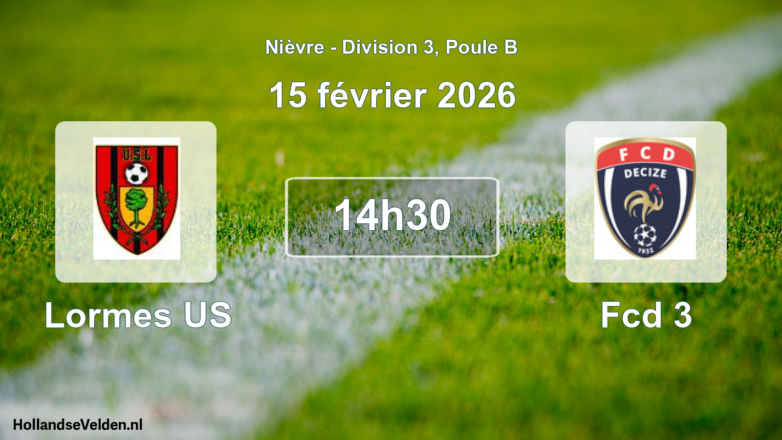 Match programmé: Lormes US - Fcd 3 (15 février 2026)