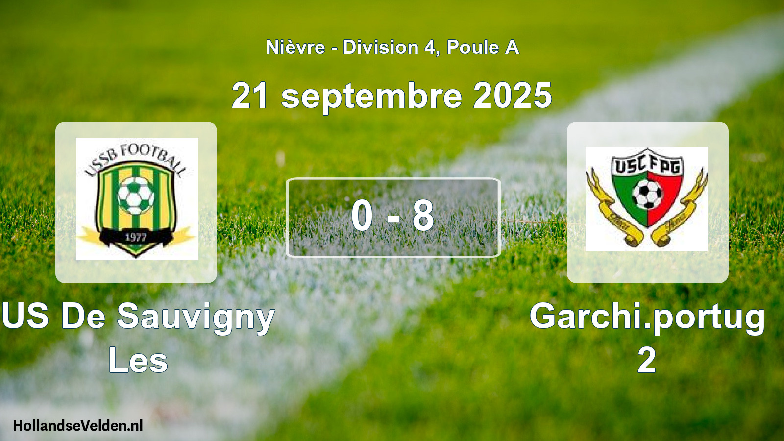 Total number of matches played: US De Sauvigny Les - Garchi.portug 2 0 - 8 (21 September 2025)