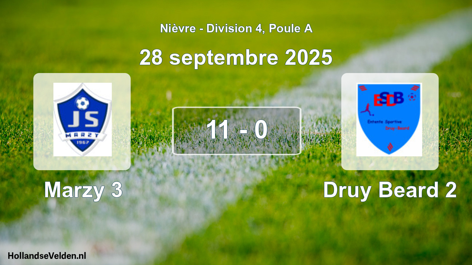 Match joué: Marzy 3 - Druy Beard 2 11 - 0 (28 septembre 2025)