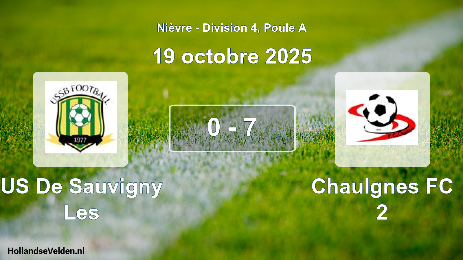 Match joué: US De Sauvigny Les - Chaulgnes FC 2 0 - 7 (19 octobre 2025)