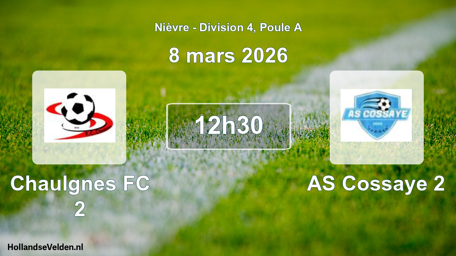 Match programmé: Chaulgnes FC 2 - AS Cossaye 2 (8 mars 2026)