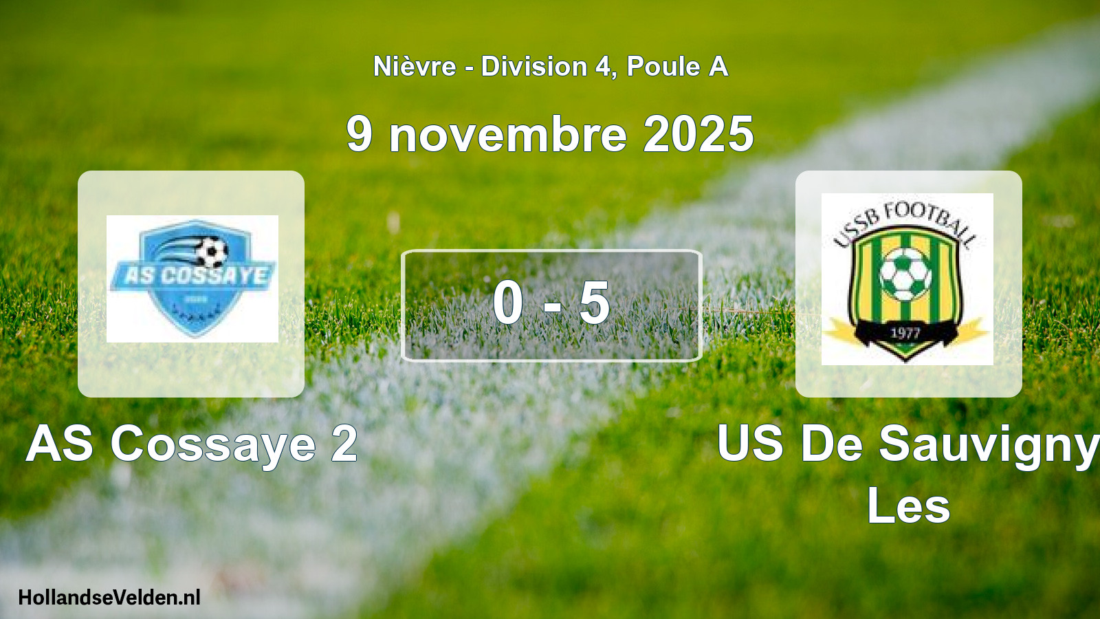 Gespeelde wedstrijd: AS Cossaye 2 - US De Sauvigny Les 0 - 5 (9 november 2025)