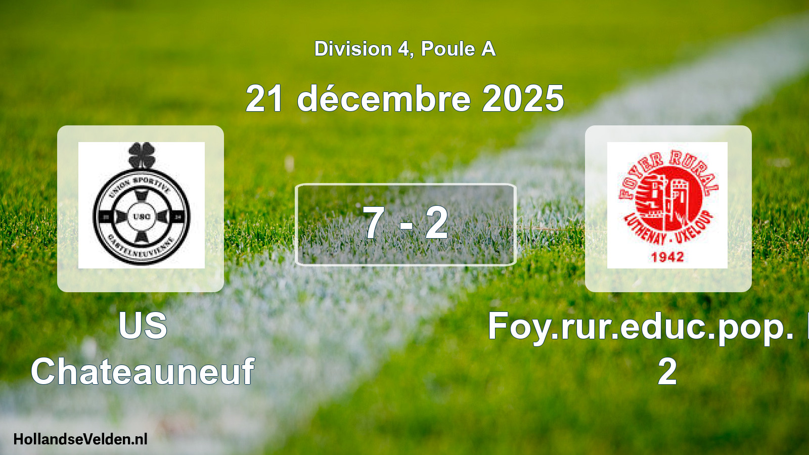 Match joué: US Chateauneuf - Foy.rur.educ.pop. Lu 2 7 - 2 (21 décembre 2025)