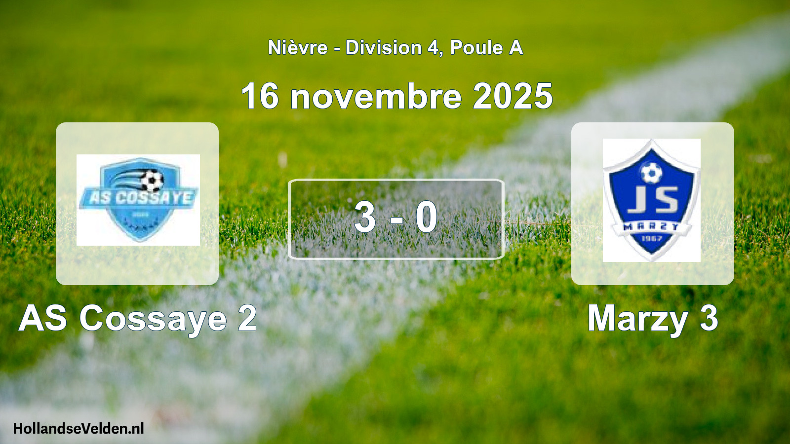 Match programmé: AS Cossaye 2 - Marzy 3 (16 novembre 2025)