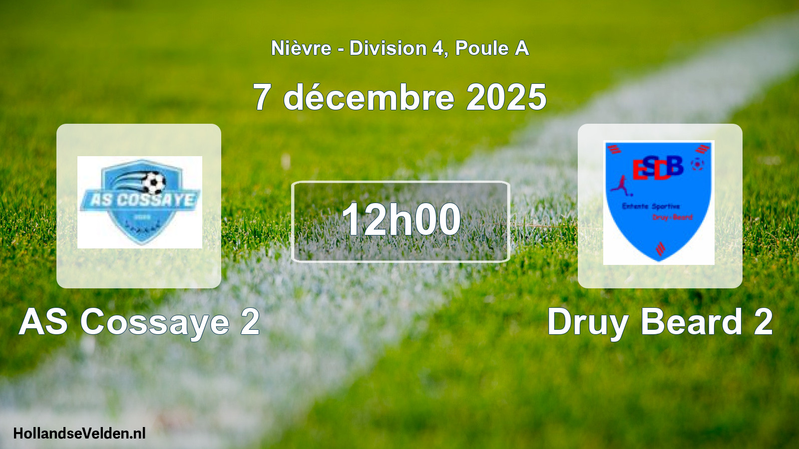Match programmé: AS Cossaye 2 - Druy Beard 2 (7 décembre 2025)