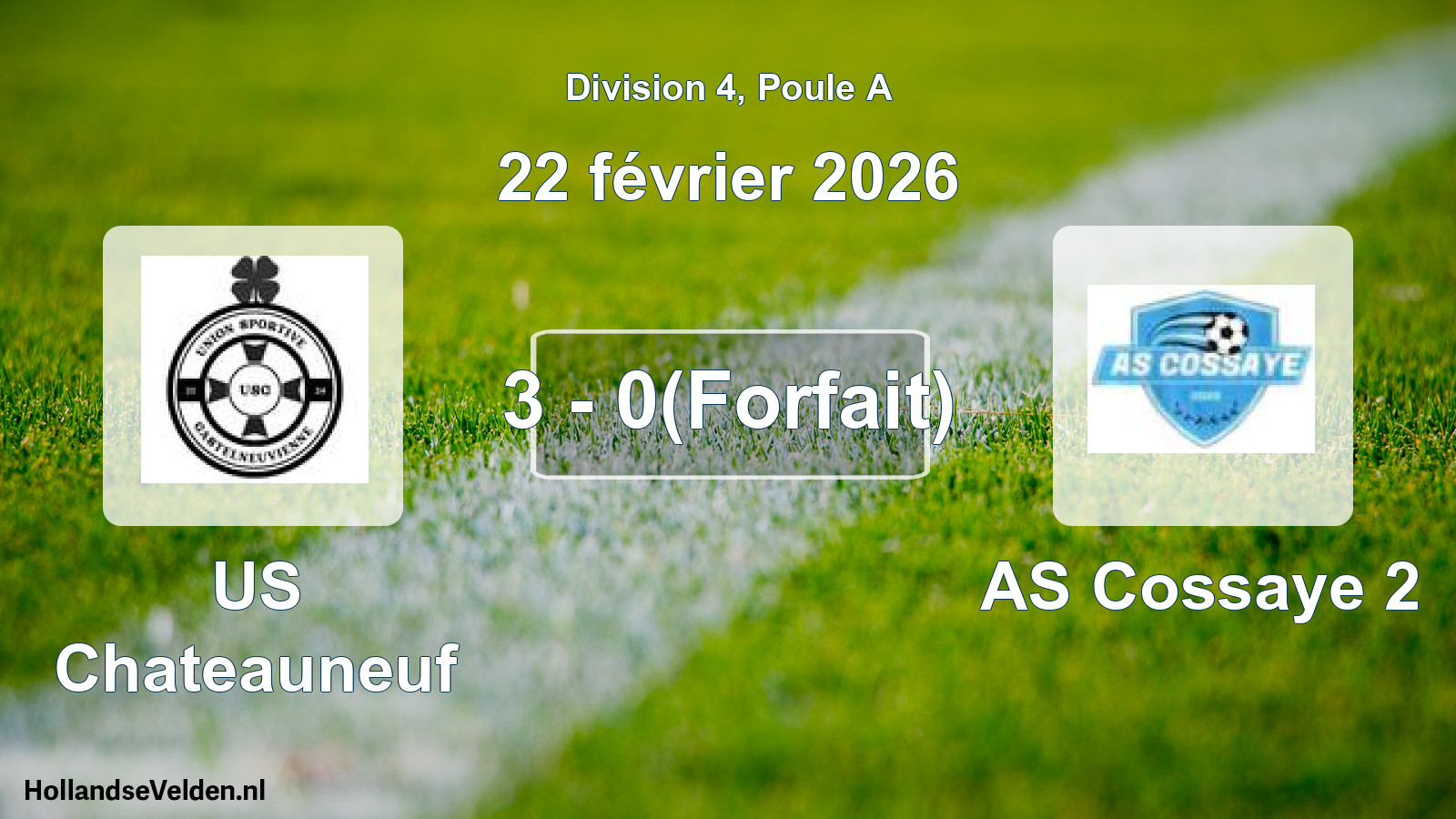 Match joué: US Chateauneuf - AS Cossaye 2 3 - 0(Forfait) (22 février 2026)