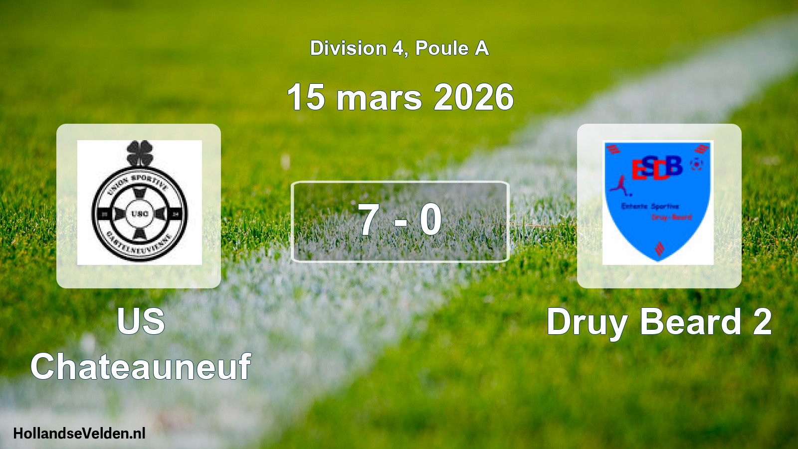 Match joué: US Chateauneuf - Druy Beard 2 7 - 0 (15 mars 2026)