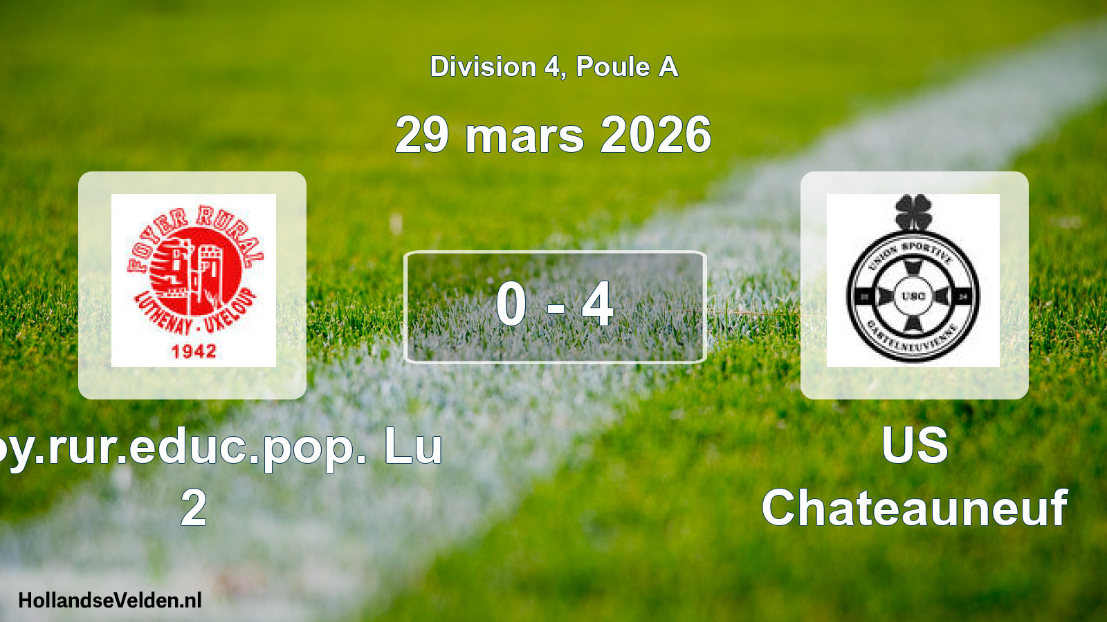 Total number of matches played: Foy.rur.educ.pop. Lu 2 - US Chateauneuf 0 - 4 (29 March 2026)