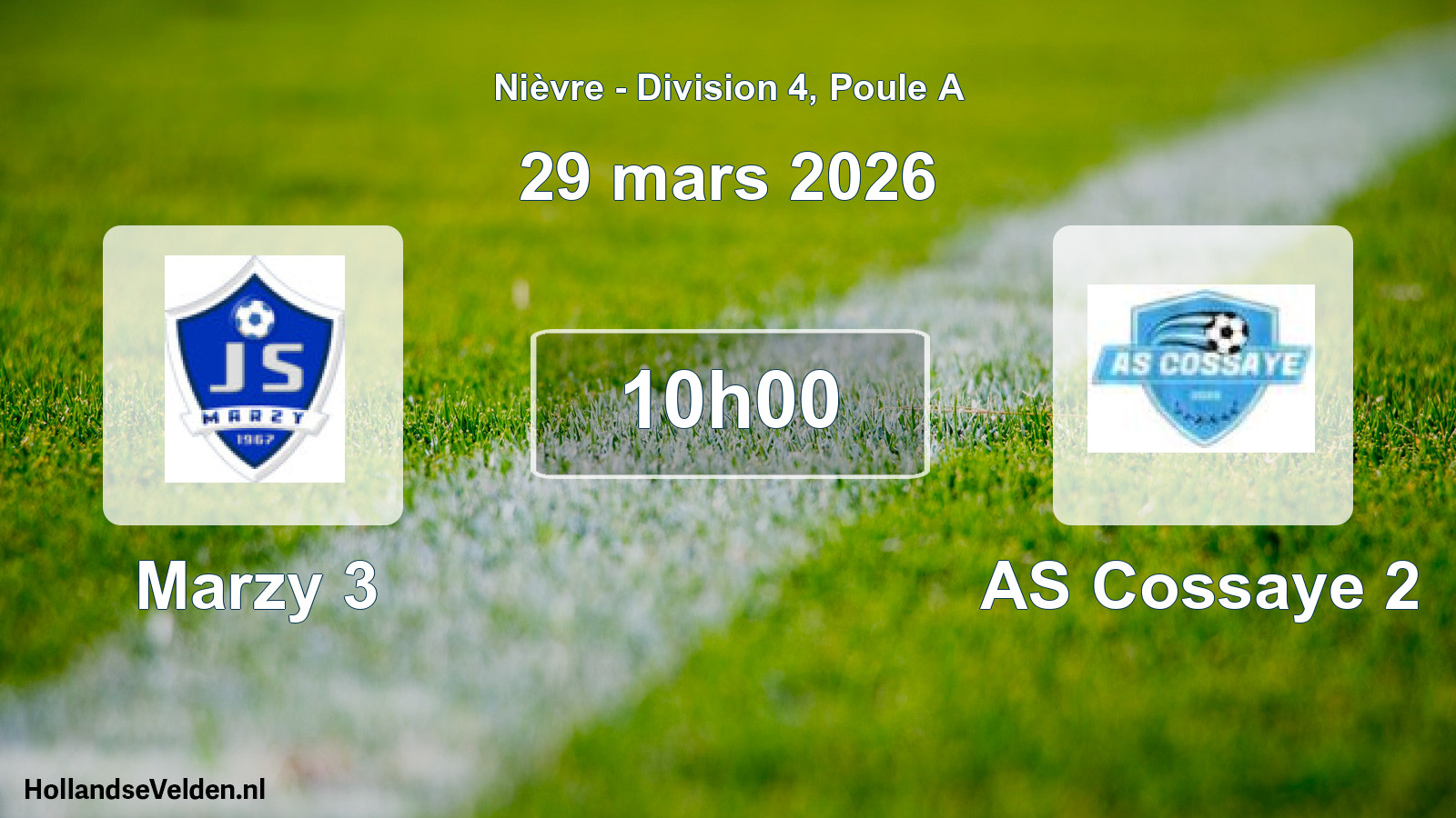 Match programmé: Marzy 3 - AS Cossaye 2 (29 mars 2026)