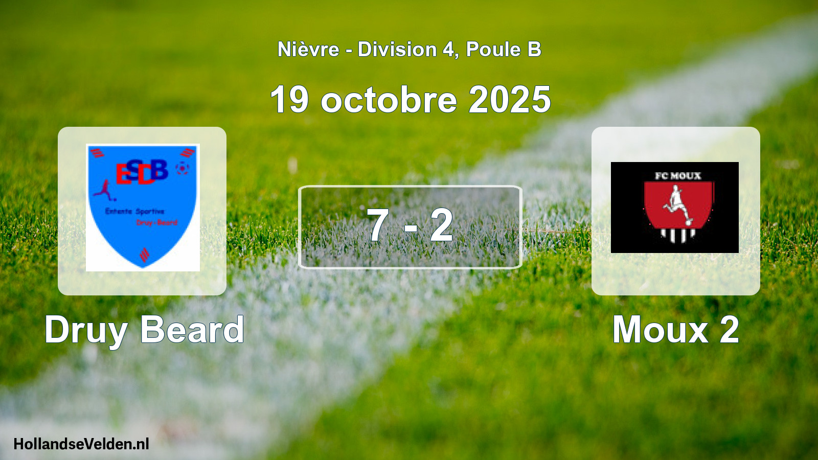 Match joué: Druy Beard - Moux 2 7 - 2 (19 octobre 2025)