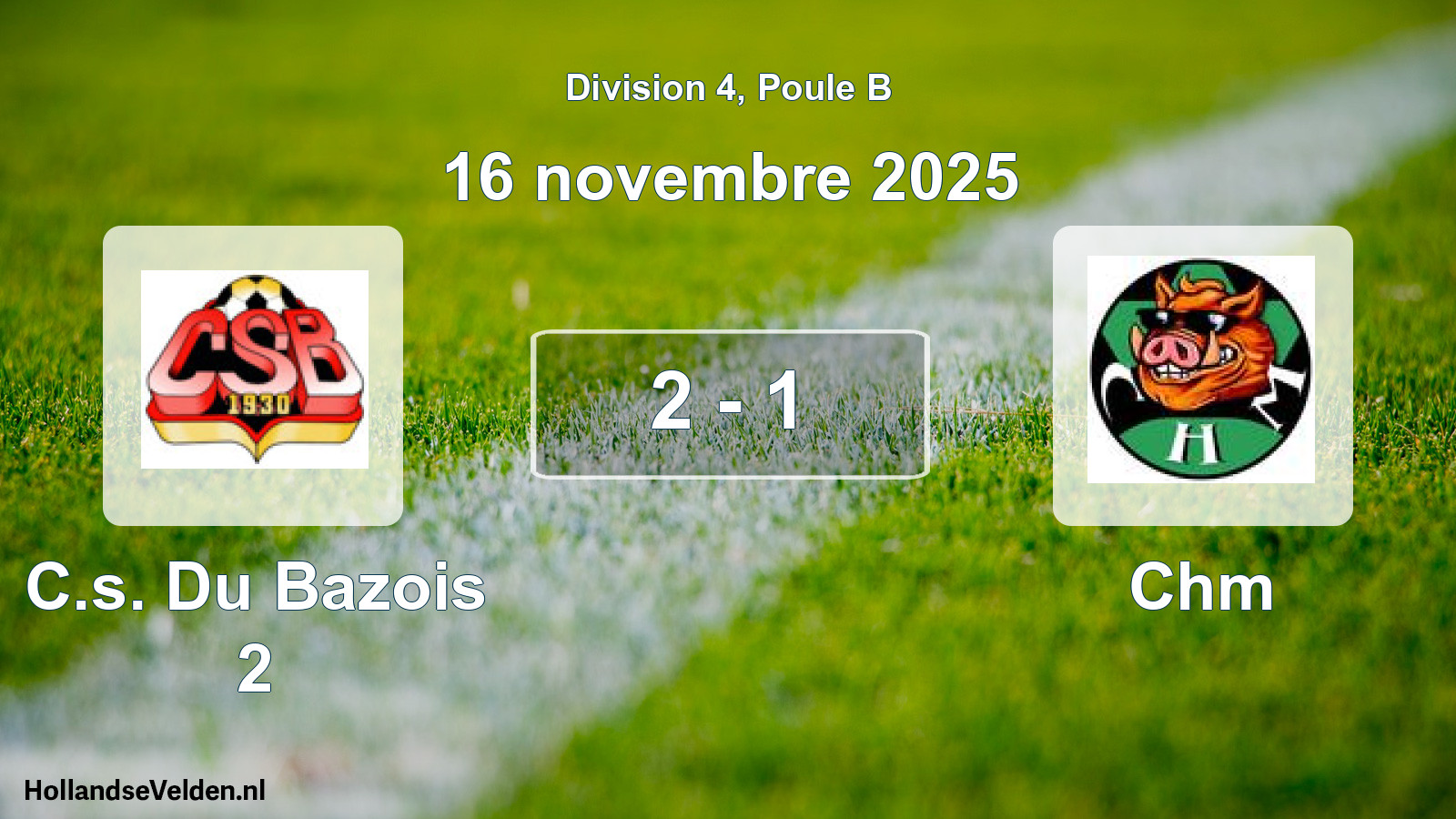 Gespeelde wedstrijd: C.s. Du Bazois 2 - Chm 2 - 1 (16 november 2025)