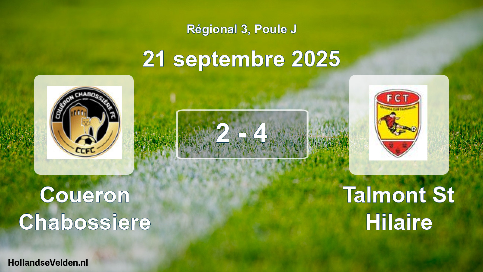 Total number of matches played: Coueron Chabossiere - Talmont St Hilaire 2 - 4 (21 September 2025)