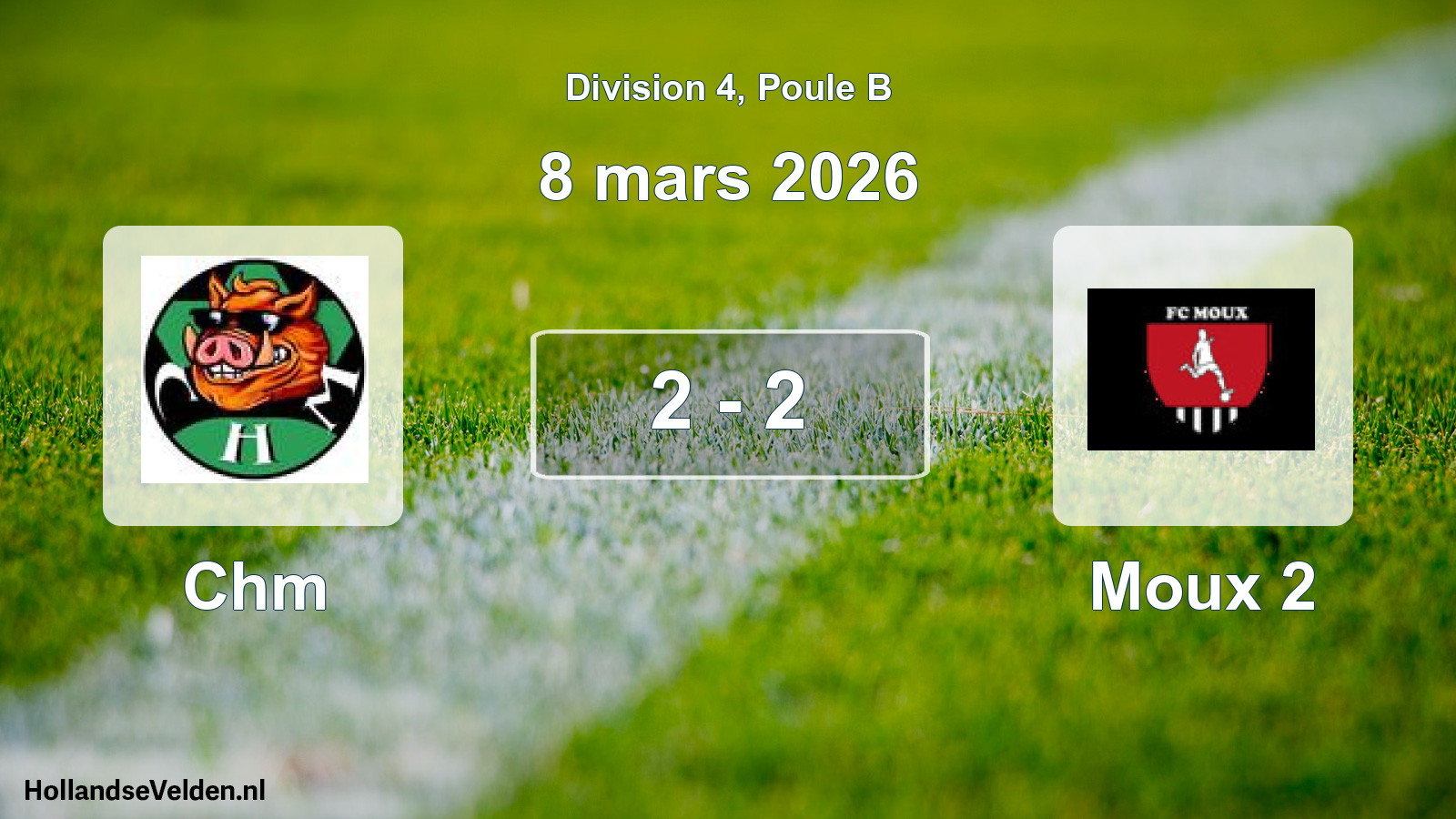Total number of matches played: Chm - Moux 2 2 - 2 (8 March 2026)