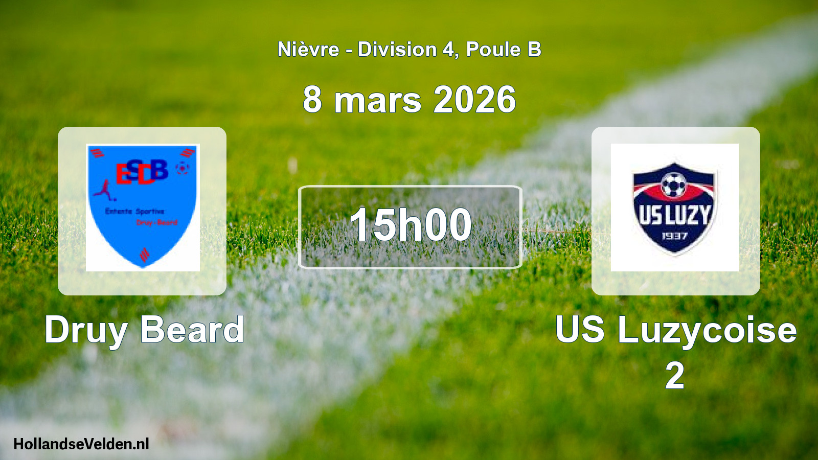 Match programmé: Druy Beard - US Luzycoise 2 (8 mars 2026)