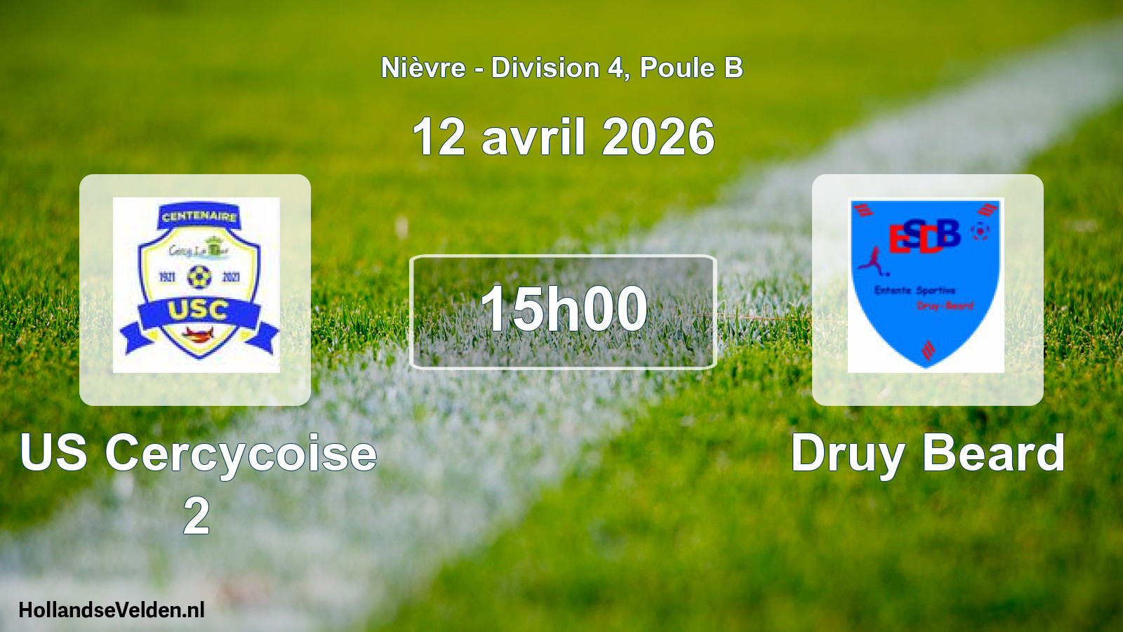 Match programmé: US Cercycoise 2 - Druy Beard (12 avril 2026)