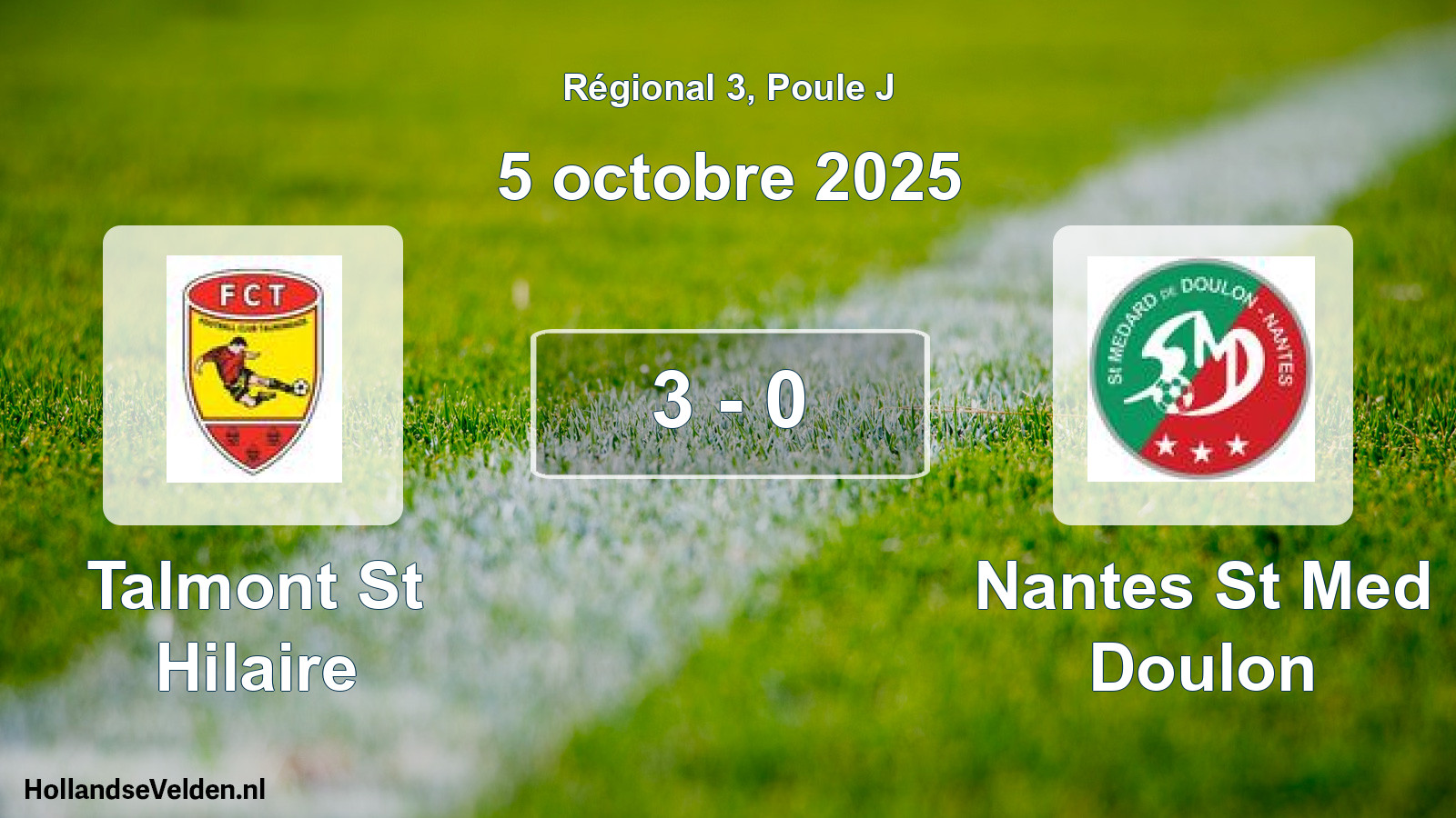 Gespeelde wedstrijd: Talmont St Hilaire - Nantes St Med Doulon 3 - 0 (5 octobre 2025)