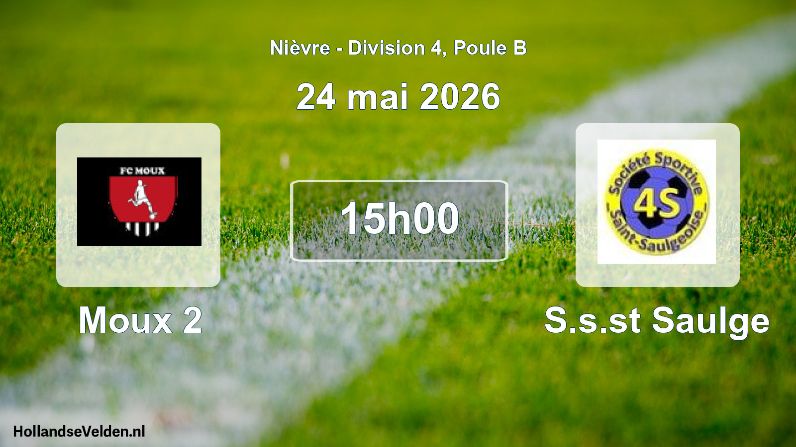 Match programmé: Moux 2 - S.s.st Saulge (24 mai 2026)