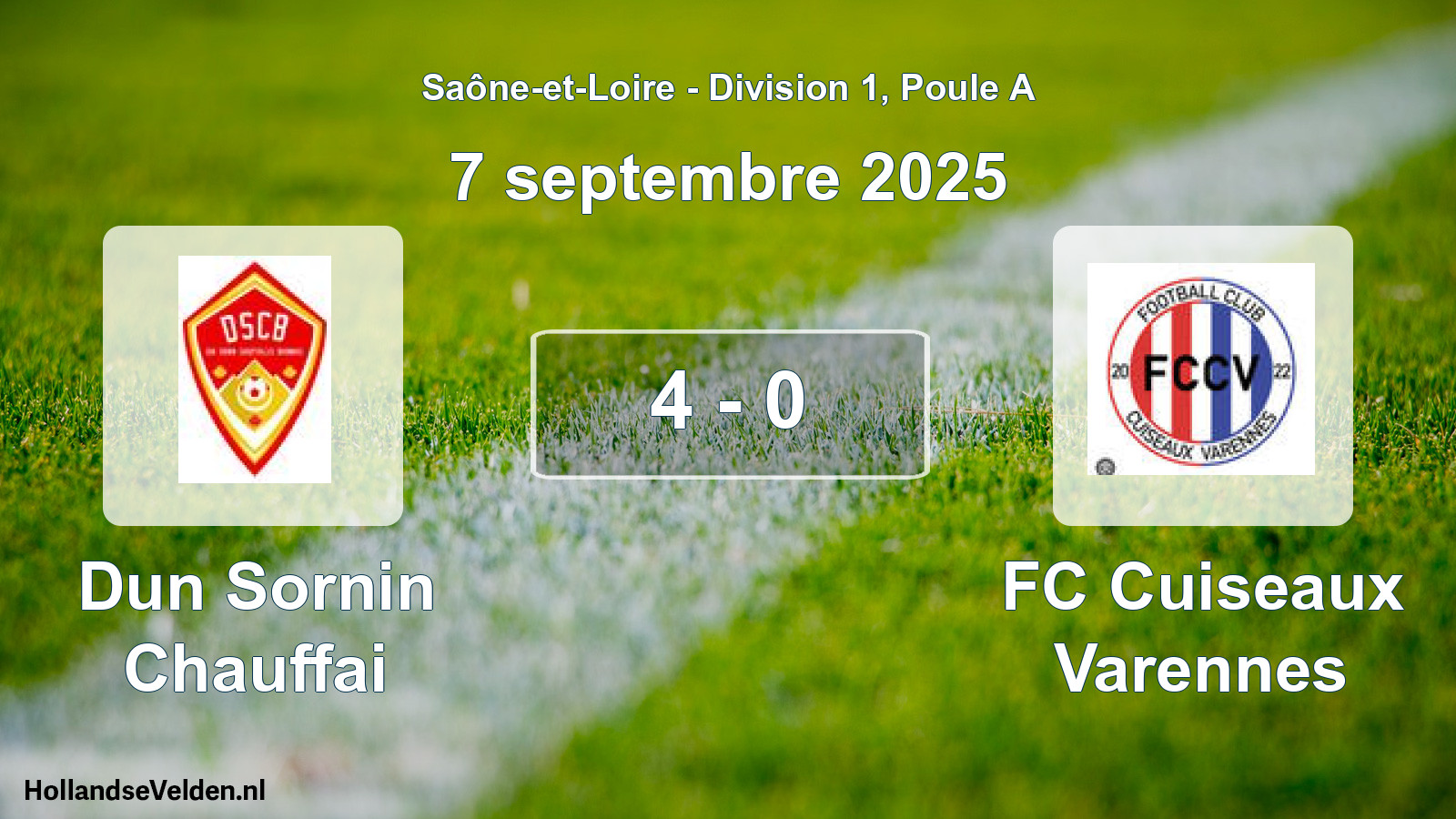 Match joué: Dun Sornin Chauffai - FC Cuiseaux Varennes 4 - 0 (7 septembre 2025)