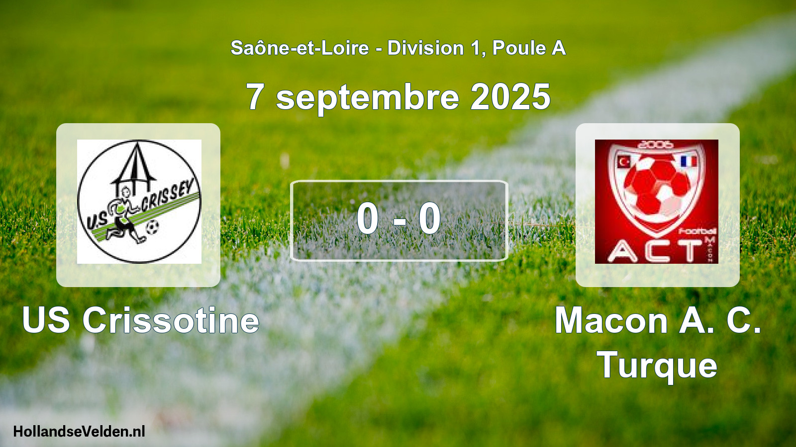 Match joué: US Crissotine - Macon A. C. Turque 0 - 0 (7 septembre 2025)