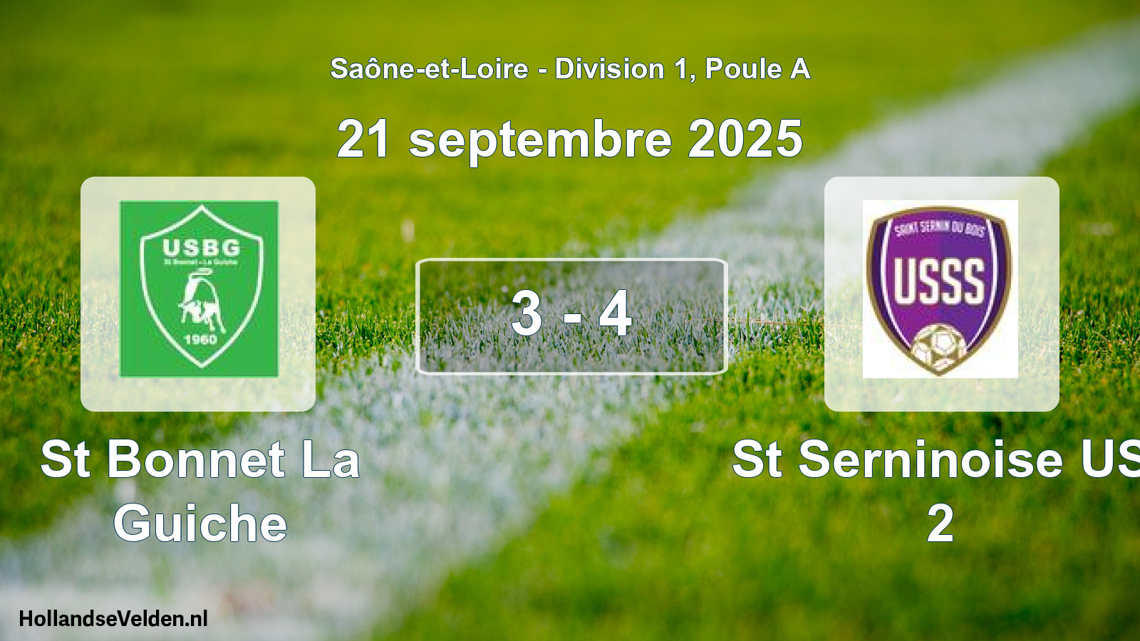 Gespeelde wedstrijd: St Bonnet La Guiche - St Serninoise US 2 3 - 4 (21 september 2025)