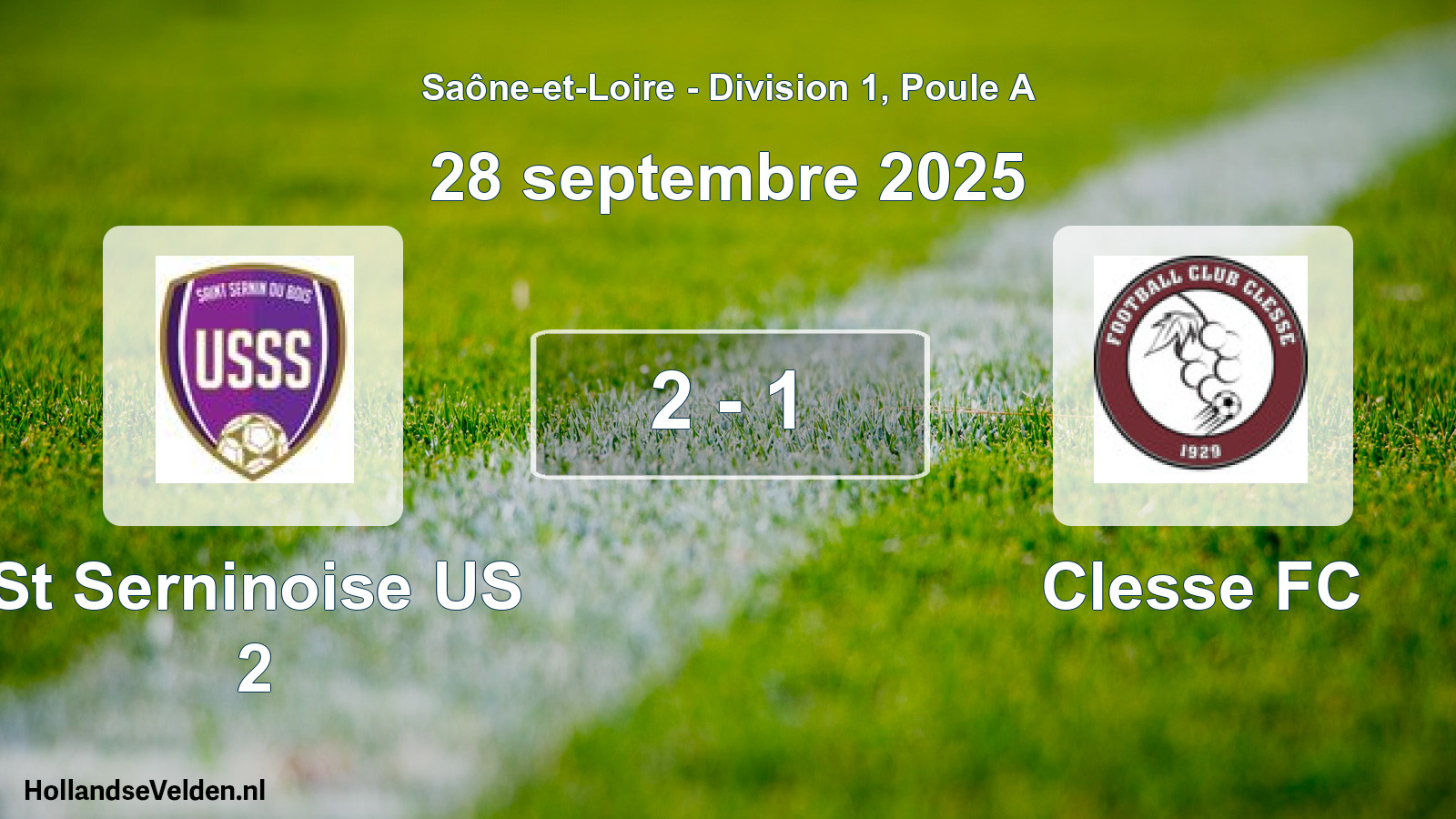 Total number of matches played: St Serninoise US 2 - Clesse FC 2 - 1 (28 September 2025)