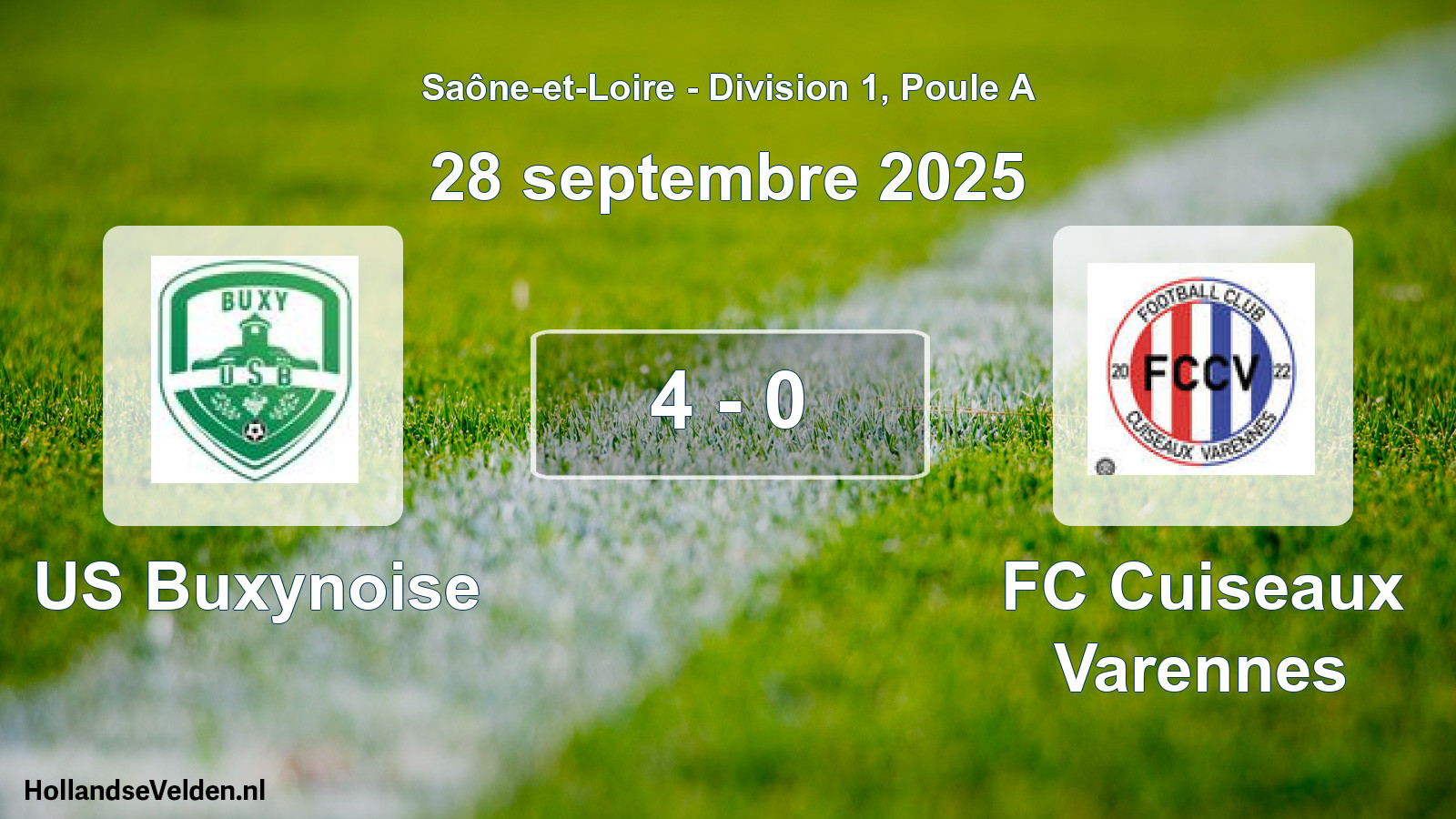 Match joué: US Buxynoise - FC Cuiseaux Varennes 4 - 0 (28 septembre 2025)
