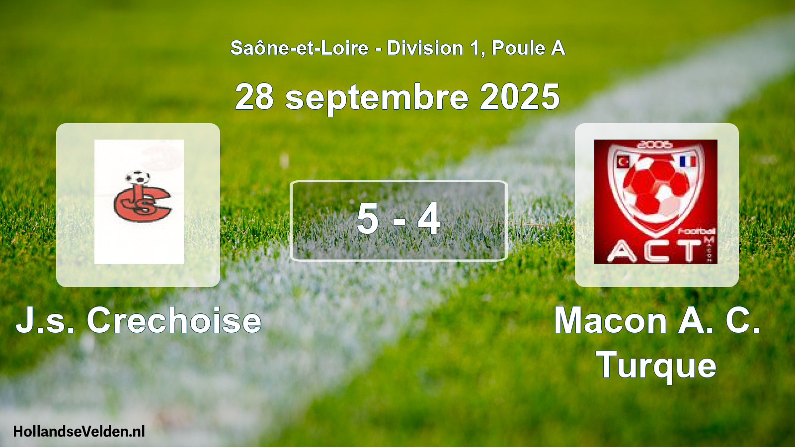Gespeelde wedstrijd: J.s. Crechoise - Macon A. C. Turque 5 - 4 (28 september 2025)