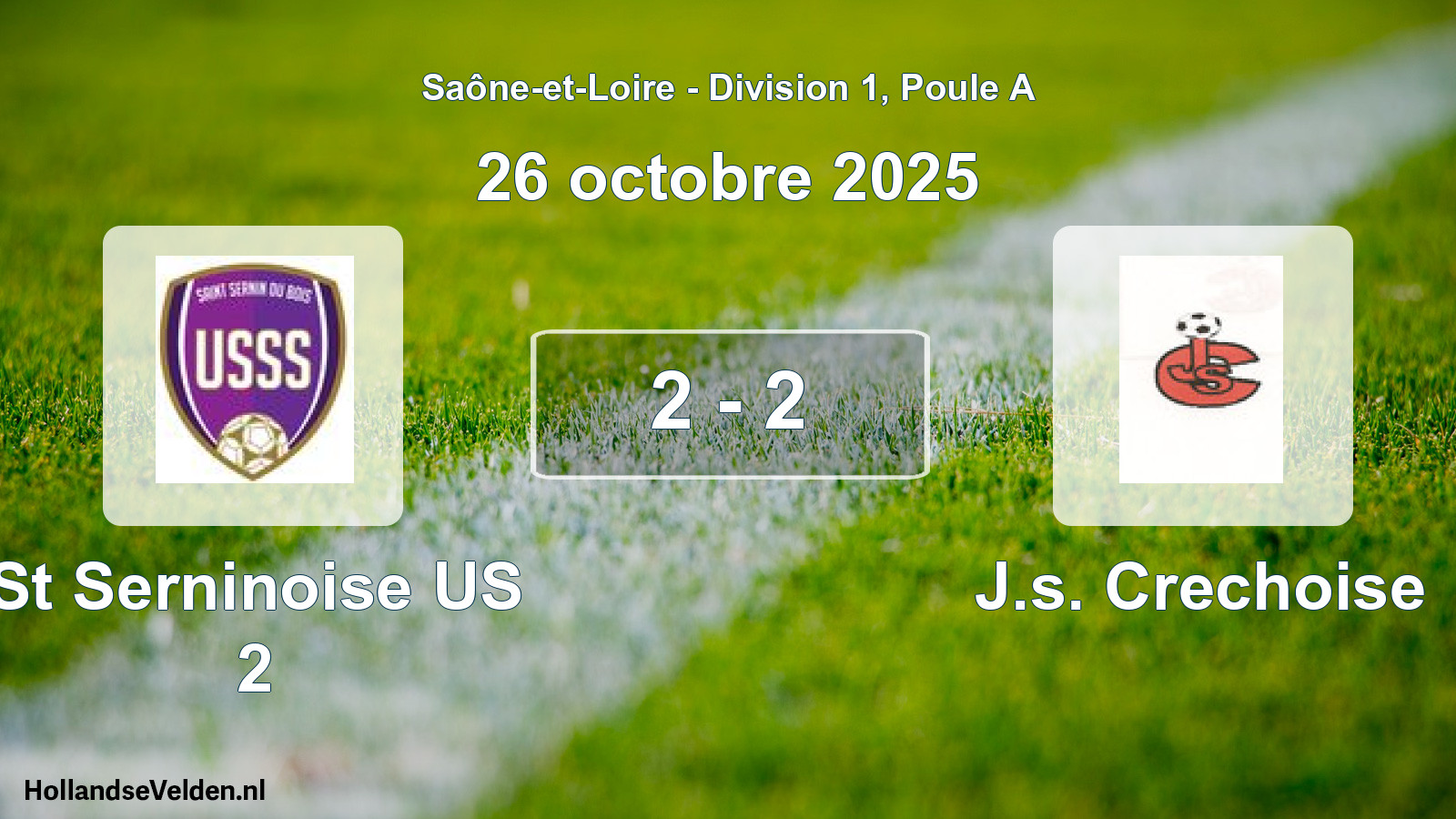 Match joué: St Serninoise US 2 - J.s. Crechoise 2 - 2 (26 octobre 2025)