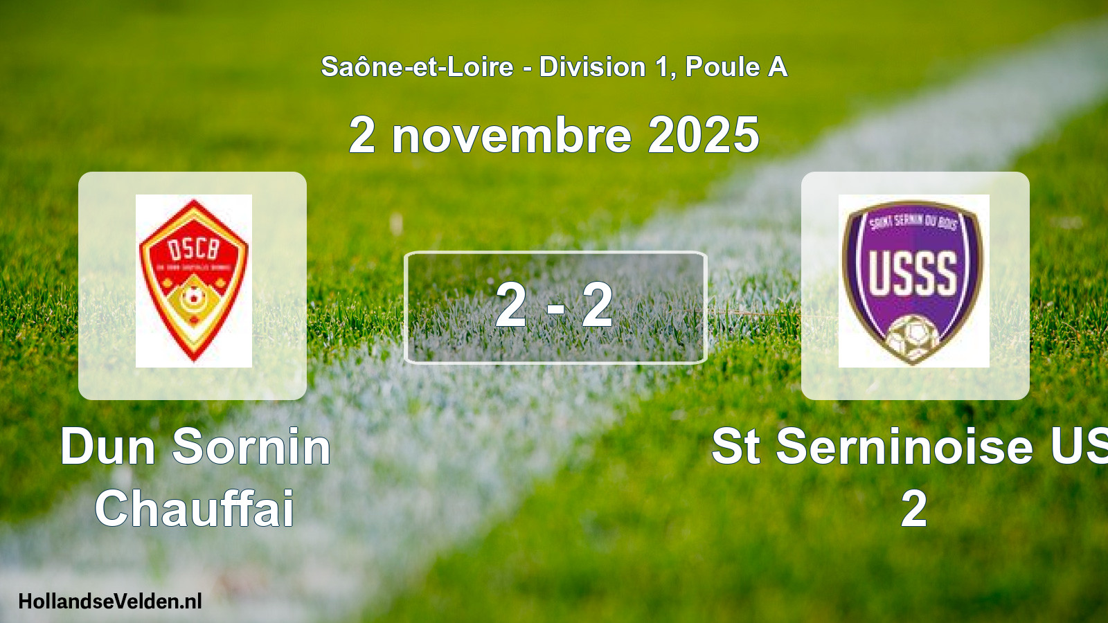 Match joué: Dun Sornin Chauffai - St Serninoise US 2 2 - 2 (2 novembre 2025)
