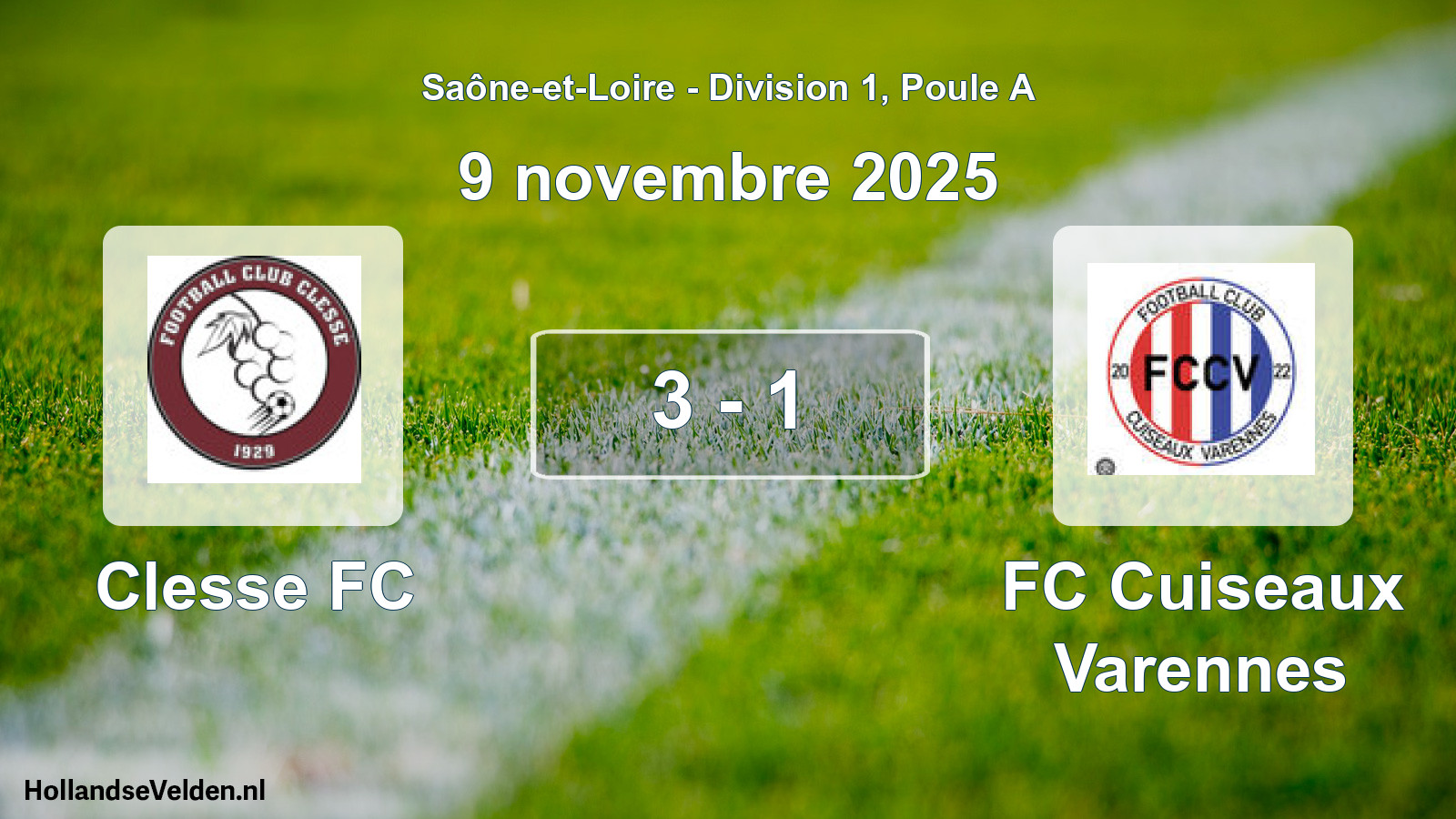 Match joué: Clesse FC - FC Cuiseaux Varennes 3 - 1 (9 novembre 2025)