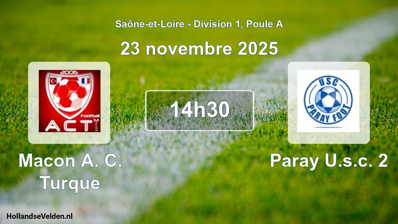 Match programmé: Macon A. C. Turque - Paray U.s.c. 2 (23 novembre 2025)