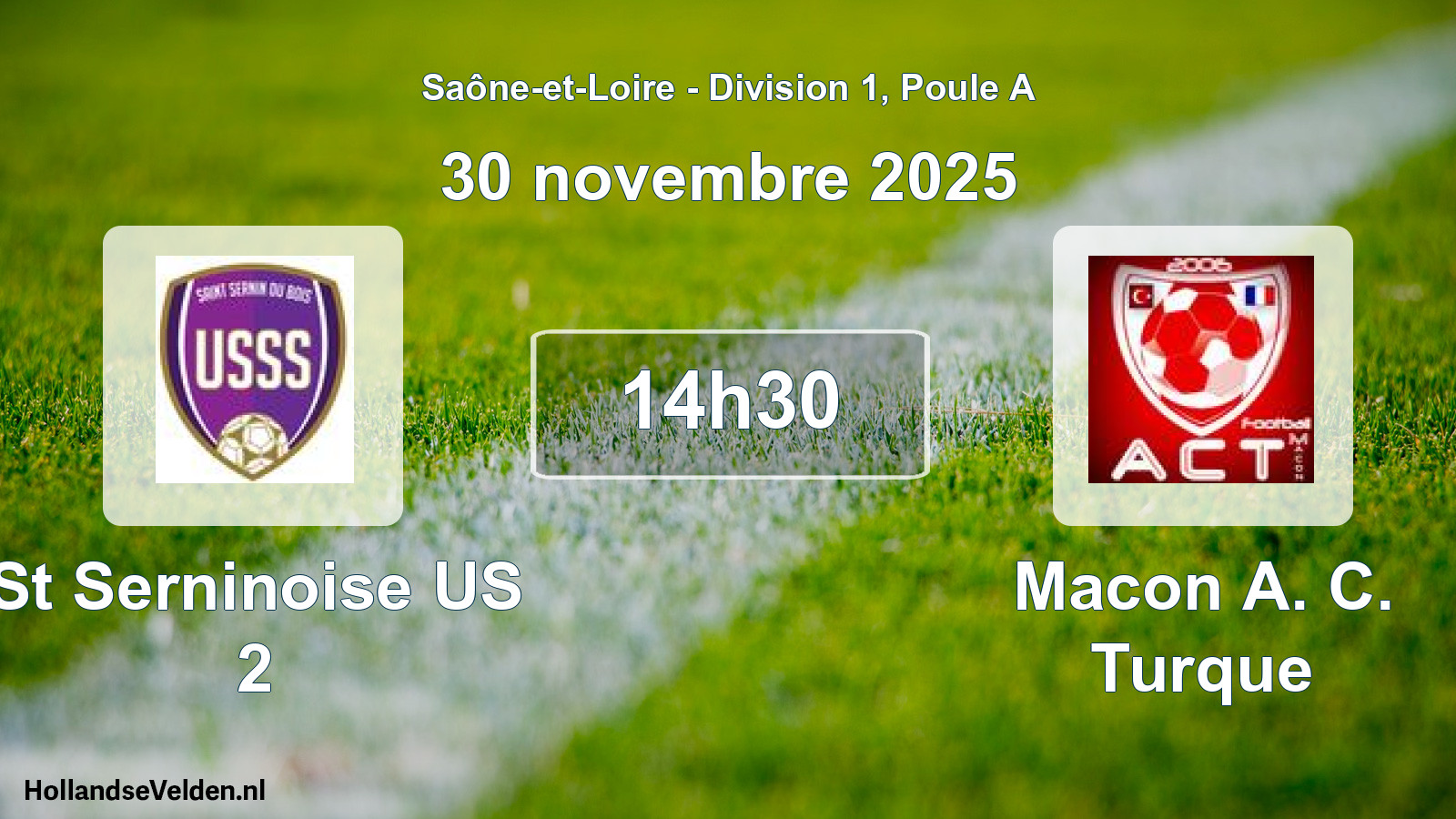 Geplande wedstrijd: St Serninoise US 2 - Macon A. C. Turque (30 november 2025)
