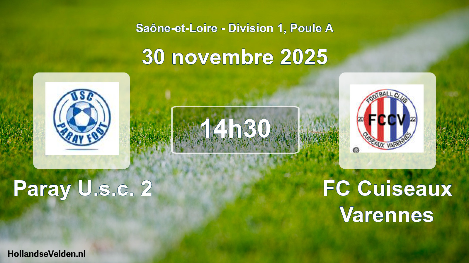 Match programmé: Paray U.s.c. 2 - FC Cuiseaux Varennes (30 novembre 2025)