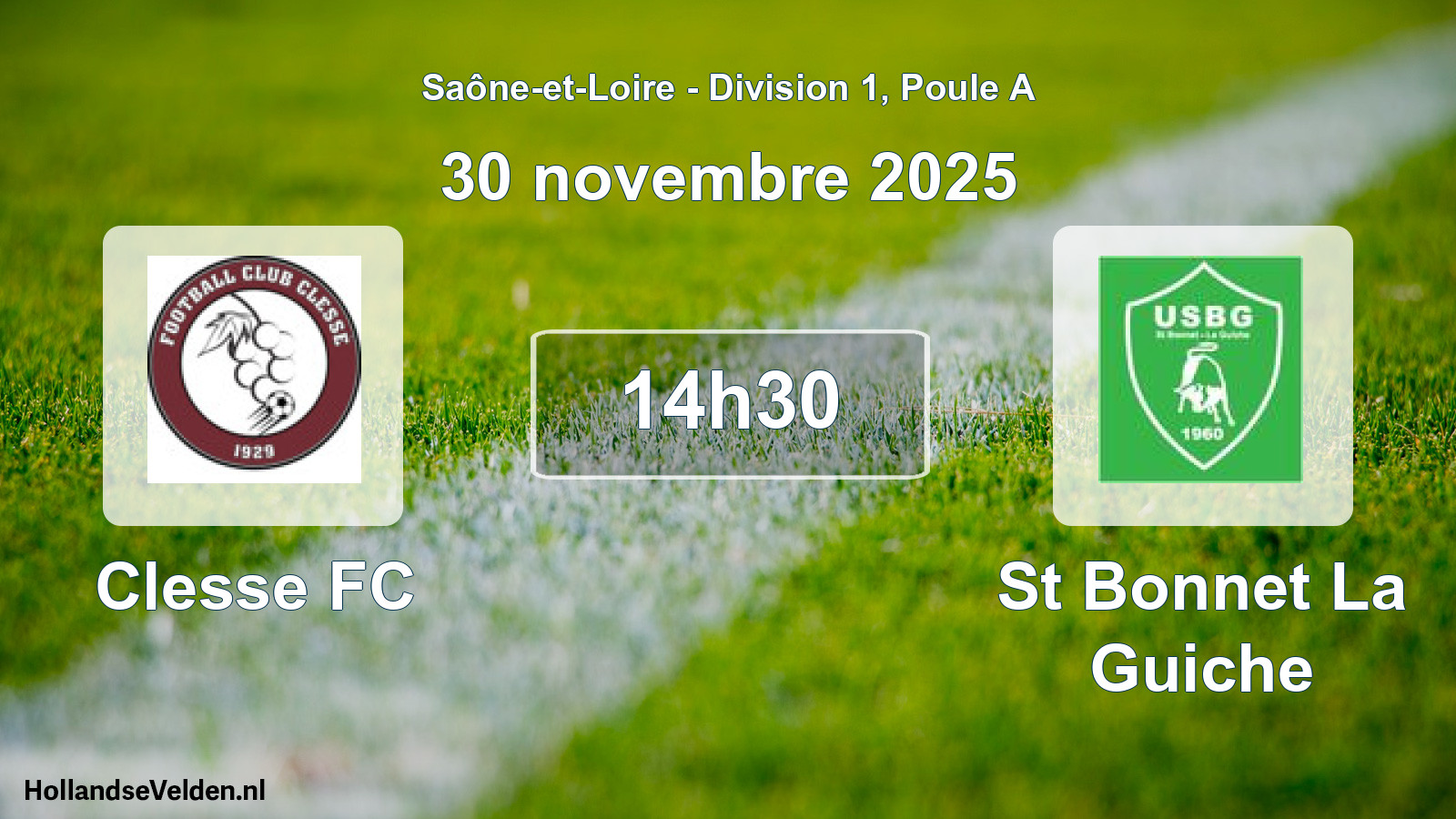 Match programmé: Clesse FC - St Bonnet La Guiche (30 novembre 2025)