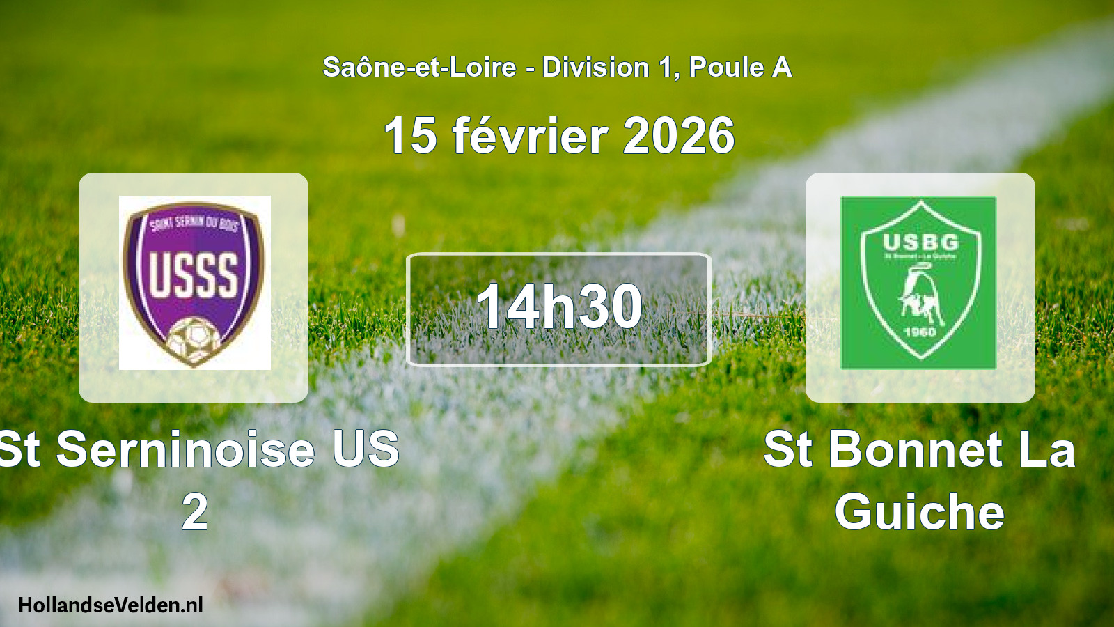 Match programmé: St Serninoise US 2 - St Bonnet La Guiche (15 février 2026)
