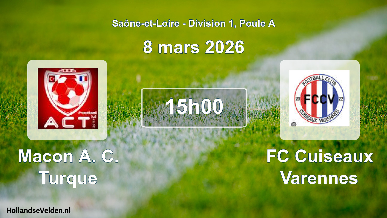 Match programmé: Macon A. C. Turque - FC Cuiseaux Varennes (8 mars 2026)