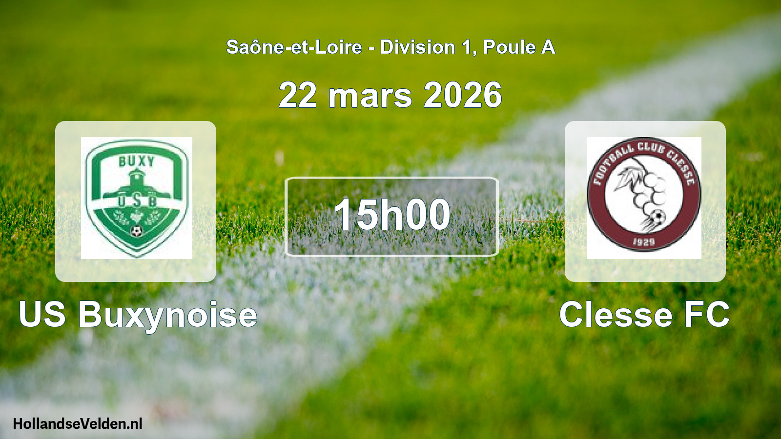 Match programmé: US Buxynoise - Clesse FC (22 mars 2026)